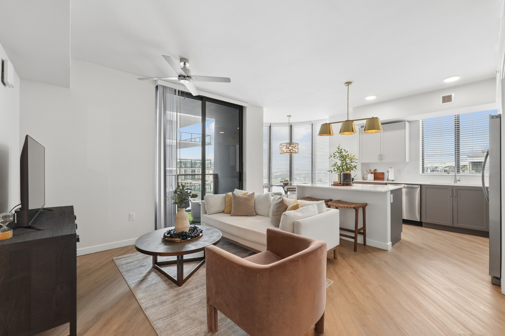 Evo apartment living room and kitchen - St. Petersburg, FL