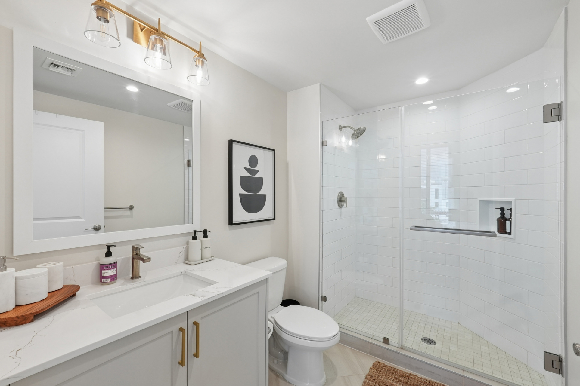 Evo apartment bathroom with glass shower - St. Petersburg, FL